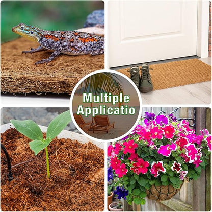ZeeDix 10 Pcs Reptile Carpet, 12X12 inch Natural Coconut Fiber Liner Mat Flooring Accessories for Reptile Tank - Bearded Dragon Tortoise Lizard Turtle Snake Leopard Gecko Substrate Bedding