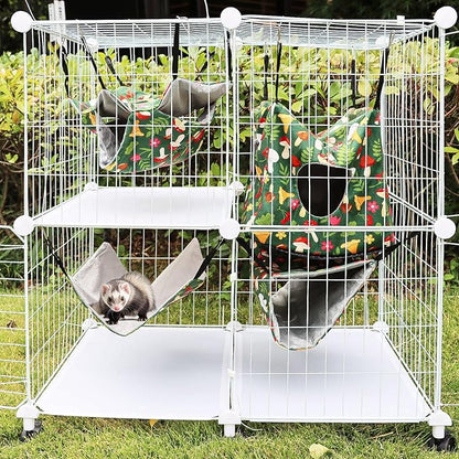 Guinea Pig Hammock 4 Pack,Washable Soft Ferret Hammock for Cage-Small Pet Hanging Hideout Bed with Tunnel Toys,Rat Hideout, Chinchilla Hammock&Chinchilla Bedding Accessories for Rat,Ferret,Small Pets