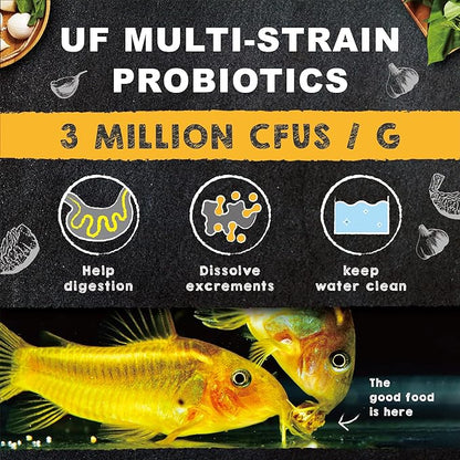 Ultra Fresh Bottom Feeder Fish Food, Sword Prawns, Natural Protein, Balanced Diet, for Catfish, Corydoras, Loaches, Tropical Shrimp Pie 2.05 Ounces