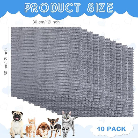 10 Pcs Guinea Pig Cage Liners Washable Rat Bedding for Guinea Pigs Controlling Absorbent Waterproof Pee Pads Blanket for Rabbits Hamster Small Animals Chinchilla(12 x 12 Inch,Gray)