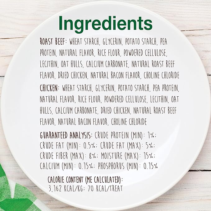 Nylabone Healthy Edibles Natural Dog Chews Long Lasting Chew Treats for Dogs, Roast Beef & Chicken Flavor, X-Small/Petite (8 Count)