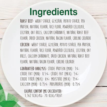 Nylabone Healthy Edibles Natural Dog Chews Long Lasting Chew Treats for Dogs, Roast Beef & Chicken Flavor, X-Small/Petite (8 Count)