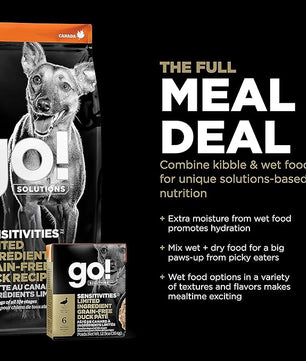 Go! Solutions Sensitivities Limited Ingredients, Grain-Free Dry Dog Food, Duck Recipe for Sensitive Stomach, 12 lb Bag