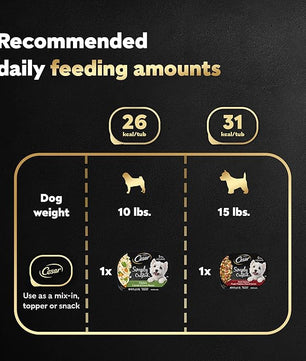 Cesar Simply Crafted Adult Wet Dog Food Meal Topper, Chicken, Carrots & Green Beans and Beef, Chicken, Purple Potatoes, Peas & Carrots Variety Pack, 1.3 oz. (16 Count, Pack of 1)