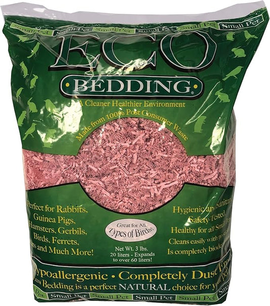 ECO BEDDING 99% Dust Free Paper Bedding for Small Pets and Birds, Pink, 3 lb (Expands to 60 L)