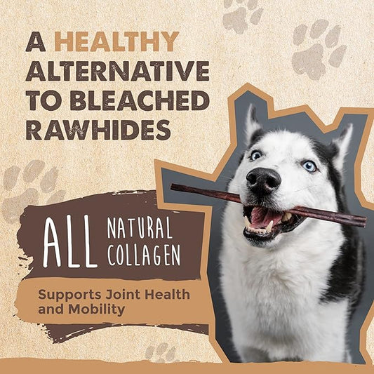 Mighty Paw Collagen Sticks for Dogs | Long Lasting Chews. Rawhide Free Pet Treats Long Lasting. Dog Chews Treats. Beef Collagen Stick for Pets (8 Pack)