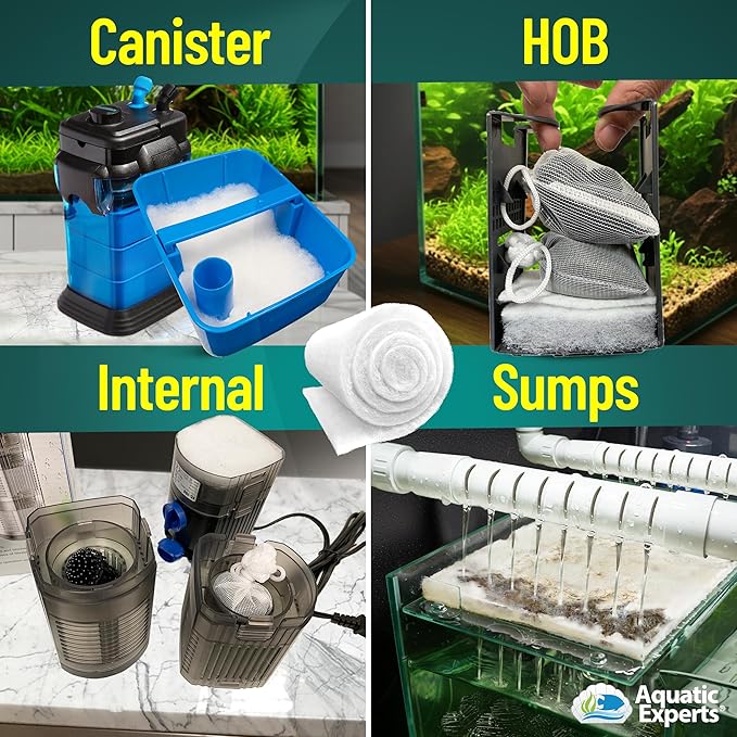 Aquatic Experts Aquarium Filter Floss for Fish Tank Filters - FilterFirst Aquarium Filter Pad - Media Roll for Crystal Clear Water, 3/4" - 1" Thick (18 Inch Wide, 24 Feet Long)