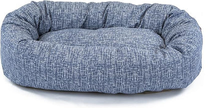 Majestic Pet 32 Inch Bagel Calming Dog Bed Washable – Cozy Soft Round Dog Bed with Spine Support for Dogs to Rest Their Head - Fluffy Donut Dog Bed 32x23x7 (Inch) - Round Pet Bed Medium – Blue