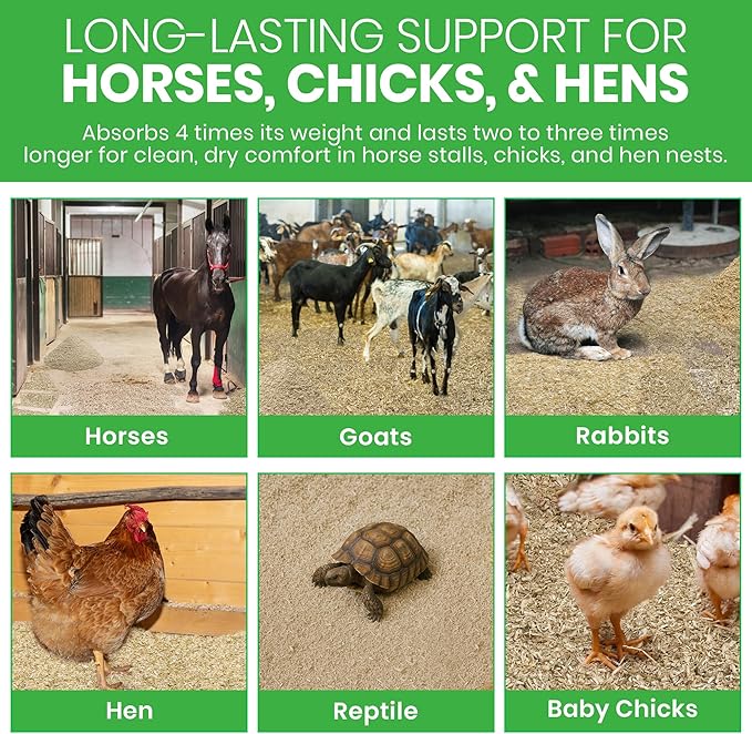 Hemp Animal Bedding 10 Lbs = 51 Liters of Natural Ground Hurds - Super Absorbent- DUST Free- for Your Horse, Chicken, Rabbit, Reptile, Hamster, Cage Coop or CAT Litter - USA Grown - Carbon Negative