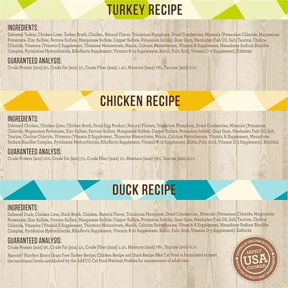 Merrick Purrfect Bistro Grain Free Premium Canned Pate Adult Wet Cat Food, Variety Pack, Chicken, Duck, Turkey - (Pack of 12) 5.5 oz. Cans