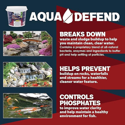 EasyPro AQD10 Aqua Defend All Natural Pond Water Treatment / 10 lb Pail Additive to Bind phosphates, Buffer pH and Help Settling of Particles