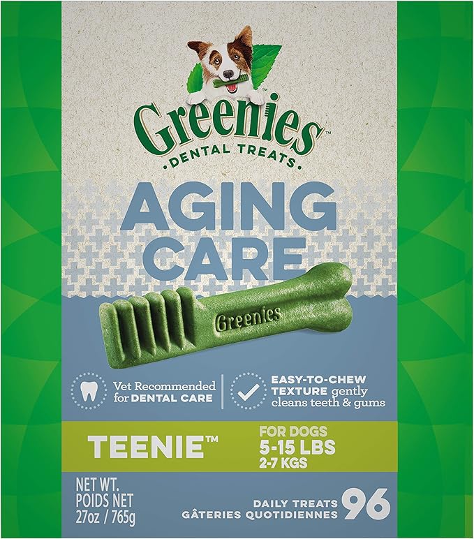 Greenies Aging Care Teenie Dental Dog Treats, 27 oz. Pack (96 Treats)
