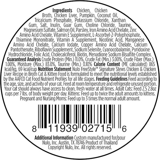 Nulo FreeStyle Cat & Kitten Chicken & Chicken Liver Stew, All Natural Grain-Free Cat Food, 2.80 Ounce (Pack of 24)
