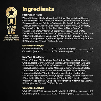 Cesar Filets in Gravy Adult Wet Dog Food, Filet Mignon and New York Strip Flavors Variety Pack, 3.5 oz. (12 Count, Pack of 1)