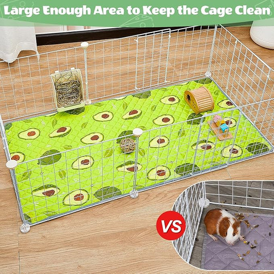 2 Pack Guinea Pig Bedding, Washable Guinea Pig Cage Liner Reusable Guinea Pig Mat Waterproof Guinea Pig Bedding Super Absorbant Guinea Pig Pee Pads