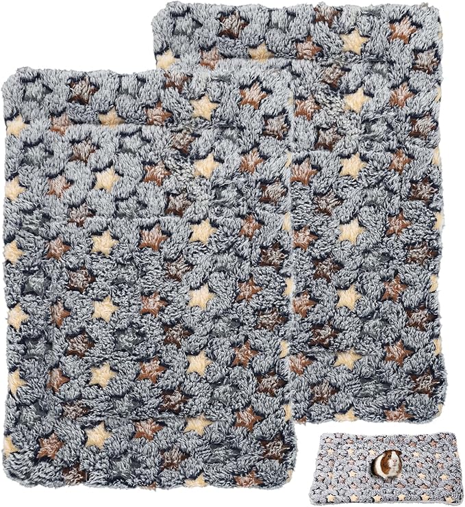 Guinea Pig Bed, 2 Pcs Double-Layer Coral Fleece Guinea Pig Beds and Bunny Beds, Soft and Skin-Friendly, Suitable for Small Animals Such as Rabbits and Hamsters(12.6 * 9.8Inch)