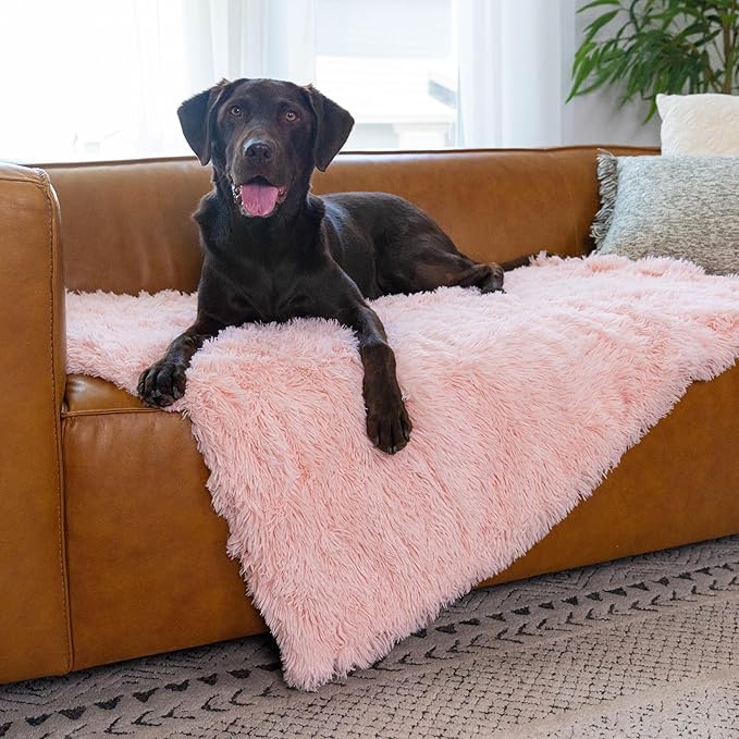 Best Friends by Sheri Calming Shag Dog Blanket – Ultra Soft Faux Fur Pet Throw, Anxiety-Relief, Lightweight Warm Bed Cover for Dogs and Cats, Machine Washable, Candy Pink, 40" x 50"