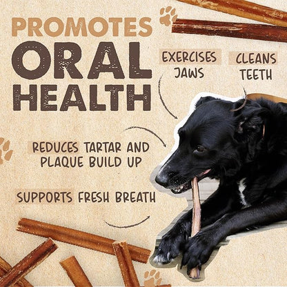 Mighty Paw Naturals Bully Sticks for Small & Medium Dogs - Grass Fed Beef Chews. Bully Sticks for Large Dogs. Lower Odor Stick Treat. Single Ingredient (6" - 5 Pack)