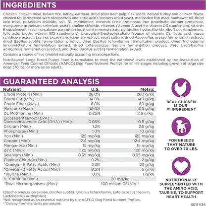 NutriSource Puppy Food, Made with Chicken and Rice, Large Breed, with Wholesome Grains, 30LB, Dry Dog Food