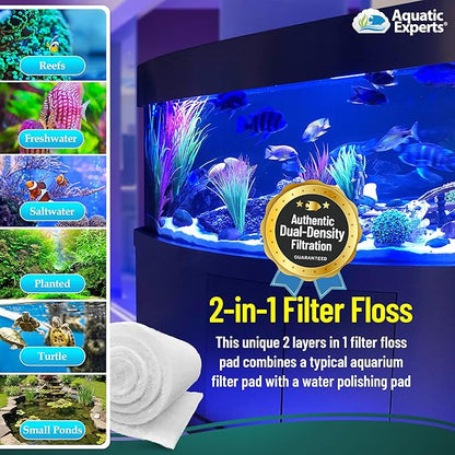Aquatic Experts Aquarium Filter Floss for Fish Tank Filters - FilterFirst Aquarium Filter Pad - Media Roll for Crystal Clear Water, 12" x 72" by ¾ to ½ Thick