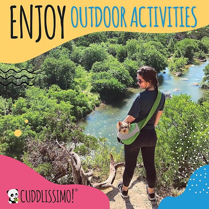 Pet Sling Carrier - Small Dog Puppy Cat Carrying Bag Purse Pouch - for Pooch Doggy Doggie Yorkie Chihuahua Baby Papoose Bjorn - Hiking Travel Front Chest Body Holder Pack to Wear (Green)