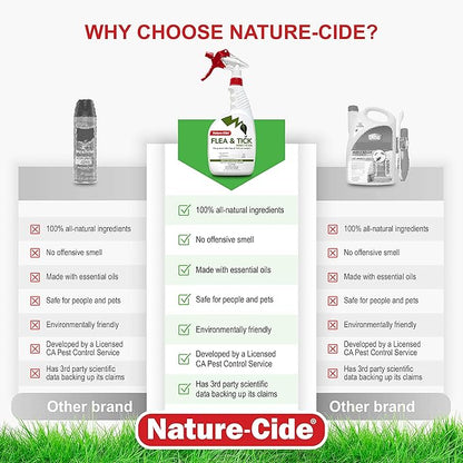 Nature-Cide Flea & Tick. All Natural Tick and Flea Spray for House and Pets to Keep Your Home Safe. Kills on Contact. No Strong Odor. 32 oz