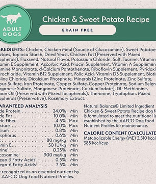 Natural Balance Limited Ingredient Adult Grain-Free Dry Dog Food, Chicken & Sweet Potato Recipe, 4 Pound (Pack of 1)