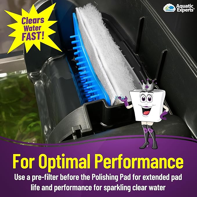 Aquatic Experts Aquarium Polishing Filter Pad, Water Polishing Pad for Aquarium Filters, Filter Floss for Fish Tank Filters, (100 Micron, 24" x 36" - 2 Pack)