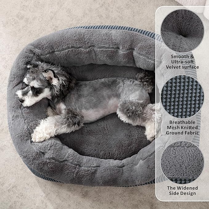 INVENHO Dog Bed Medium Size, Orthopedic Warming Soft Calming Sleeping Puppy Bed Durable Pet Bed with Anti-Slip Bottom M(30"x24"x9")