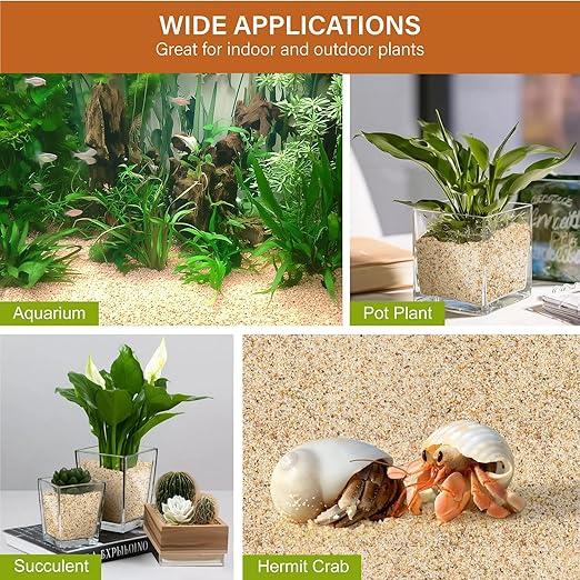 NUPICK 1mm Coarse Sand for Plants, 3lb Horticultural Grit for Succulents, Desert Silica Sand for Cactus, Decorative Gravel for Landscaping, Gold Grit for Aquariums, Bonsai, Vases Fillers