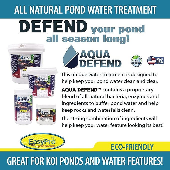 EasyPro AQD10 Aqua Defend All Natural Pond Water Treatment / 10 lb Pail Additive to Bind phosphates, Buffer pH and Help Settling of Particles