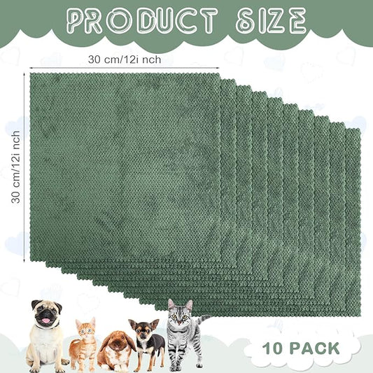 10 Pcs Guinea Pig Cage Liners Washable Rat Bedding for Guinea Pigs Controlling Absorbent Waterproof Pee Pads Blanket for Rabbits Hamster Small Animals Chinchilla(12 x 12 Inch,Dark Green)