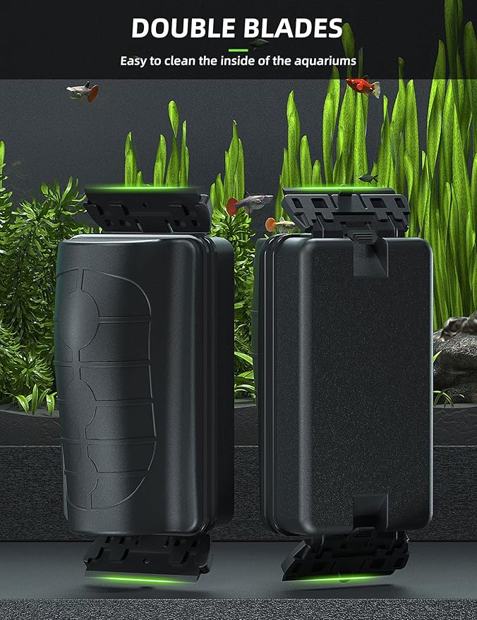 Jasonwell Magnetic Aquarium Fish Tank Cleaner Magnet Scraper for Glass Aquariums Cleaning Tools Scrubber Floating Brush (L)