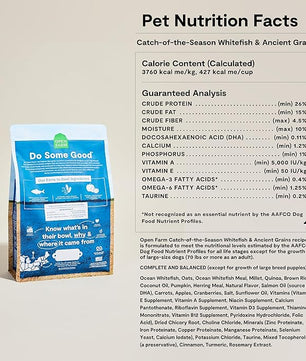 Open Farm, Ancient Grains Dry Dog Food, Protein-Rich & Nutrient Dense, 90% Animal Protein Mixed with Non-GMO Fruits, Veggies and Superfoods, Catch-of-The-Season Whitefish Recipe, 4lb Bag