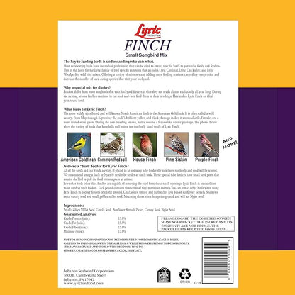 Lyric Fine Tunes No Waste Bird Seed 5 lb. Bag and Lyric Finch Small Songbird Wild Bird Food 5 lb. Bag for Outdoor Bird Feeders