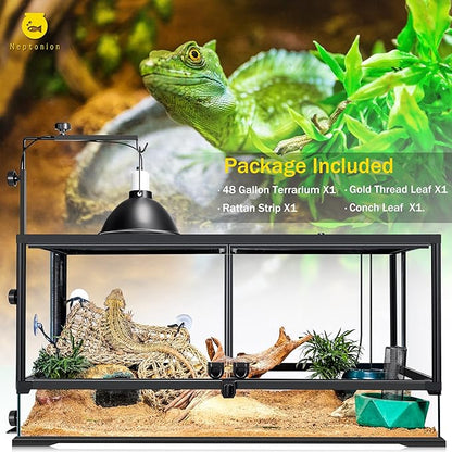 48 Gallon Professional Glass Terrarium 36"x18"x18" Durable Reptile Habitat Tank with Heat Resistant Aluminum Alloy Frame, Dual Front Swinging Doors for no Jam by Sand and Other Debris
