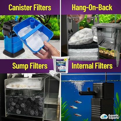 Aquatic Experts Aquarium Polishing Filter Pad, Water Polishing Pad for Aquarium Filters, Filter Floss for Fish Tank Filters, (200 Micron, 24" x 36" - 4 Pack)