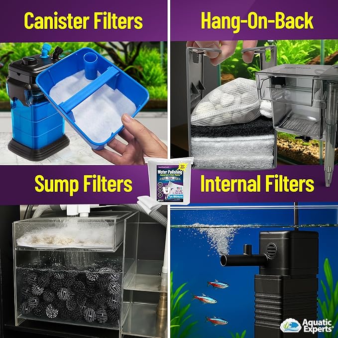 Aquatic Experts Aquarium Polishing Filter Pad, Water Polishing Pad for Aquarium Filters, Filter Floss for Fish Tank Filters, (200 Micron, 24" x 36" - 2 Pack)