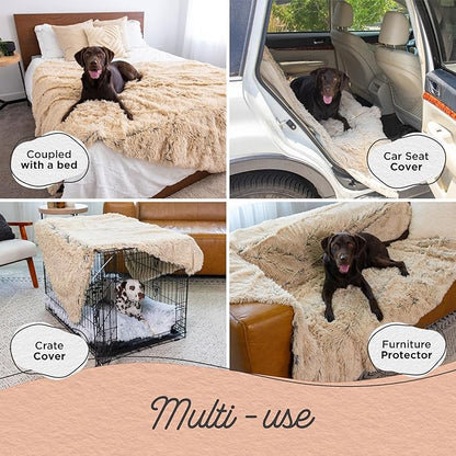 Best Friends by Sheri Calming Shag Cat and Dog Blanket with Non-Skid, Water Resistant Base, Machine Washable, Taupe, 60" x 80"