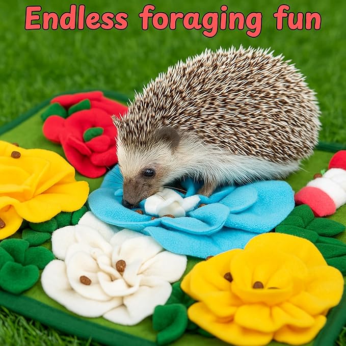 Foraging Mat for Hedgehog Enrichment Toys, Hedgehog Toys for Cage, Interactive Feeding Toy for Small Pet, Rabbit Foraging Mat, Hedgehogs Accessories, Guinea Pig Toy (Green, 17.7x9.8in)