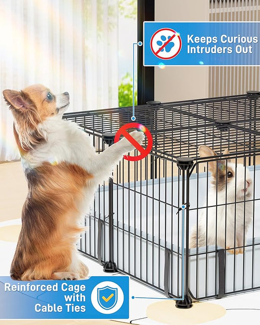 BUCATSTATE Guinea Pig Cages for 2, 20 Panels Guinea Pigs Playpen with Waterproof Mat, Metal Rabbit Cage Indoor for Hedgehogs, Quail, Chickens (56" L x 24" W x 12" H)