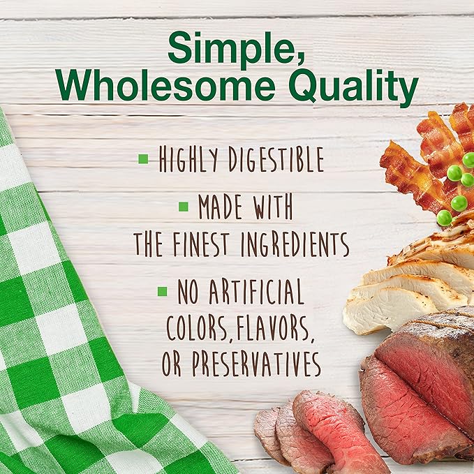 Nylabone Healthy Edibles Natural Dog Chews Long Lasting Roast Beef, Chicken & Bacon Flavor Treats for Dogs, Small/Regular (3 Count)