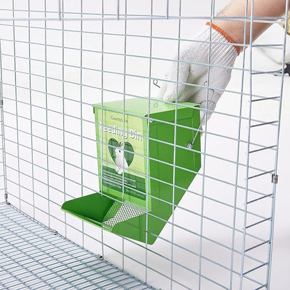 Metal Small Animal Feeder with Lid, Heavy Duty, Large Capacity Food Dispenser, Great for Rabbits, Guinea Pigs, Chinchillas and Other Small Animals. (4.6 inch, Green)