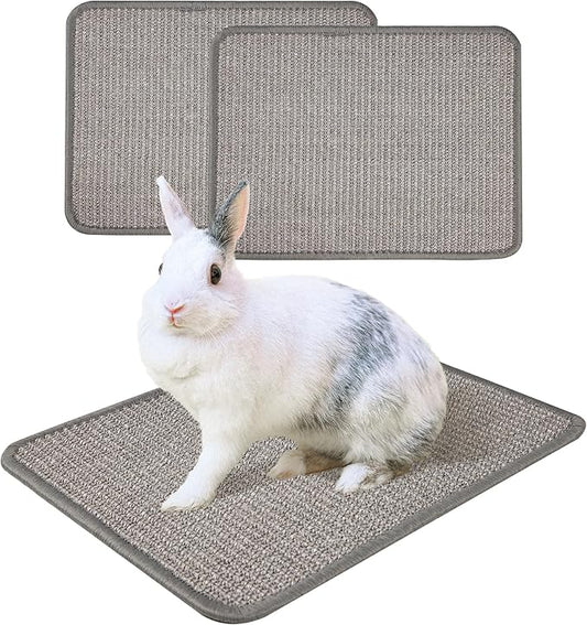 2Pcs Bunny Bed, Sisal Rabbit Scratching Pad,Natural Cat Resting Mats for Cages,Guinea Pig Bed Mat,Forage Grass Mat,Teeth Care Rabbit Mats (15.7x11.8 in)