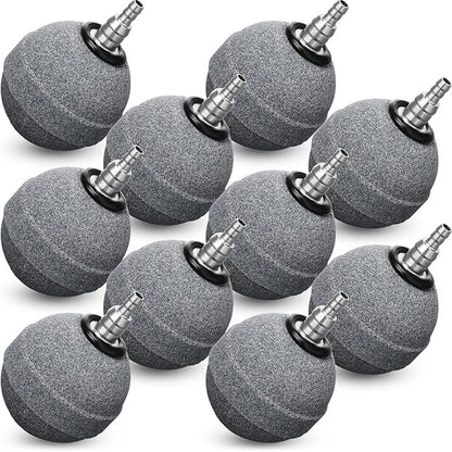 Reginary 10 Pieces Aquarium Air Stones 2 Inch Air Stone for Pond Hydroponics Ball Bubbler Oxygen Diffuser for Pump Fish Tank Bucket and DWC Reservoirs, Gray