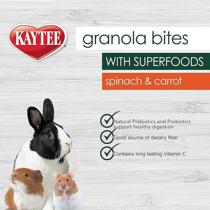 Kaytee Granola Bites with Superfoods Spinach and Carrot for Rats, Mice, Hamsters, Gerbils, Rabbits, Guinea Pigs and Chinchillas, 4.5oz (Pack of 2)
