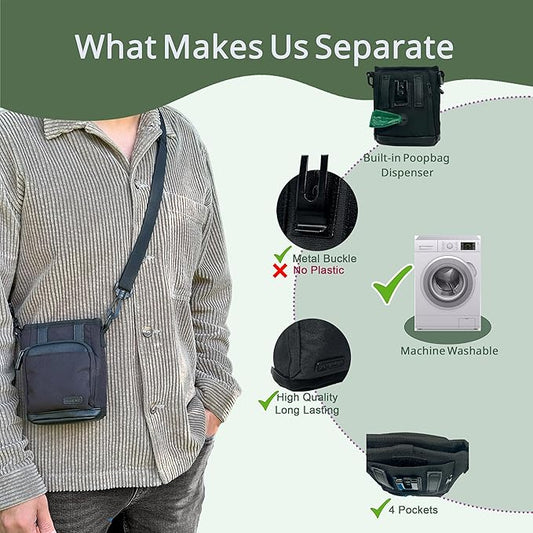 BEAU&FUR Small Dog Treat Pouch with Clicker for Training – 2 Cup Capacity, Built-in Poop Bag Dispenser, Storage for Snacks and Toys - Hands-Free Pouch Snack Holder for Walking and Training – Black