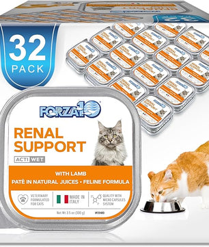 Forza10 Kidney Care Cat Food – Renal Support Wet Cat Food with Lamb, 3.5 oz Cans, 32 Pack – Vet Formulated, Made in Italy