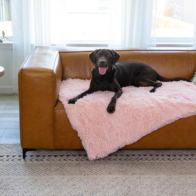 Best Friends by Sheri Calming Shag Dog Blanket – Ultra Soft Faux Fur Pet Throw, Anxiety-Relief, Lightweight Warm Bed Cover for Dogs and Cats, Machine Washable, Candy Pink, 40" x 50"