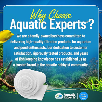 Aquatic Experts Aquarium Filter Floss for Fish Tank Filters - FilterFirst Aquarium Filter Pad - Media Roll for Crystal Clear Water, 12" x 12' x ¾ to ½ Thick